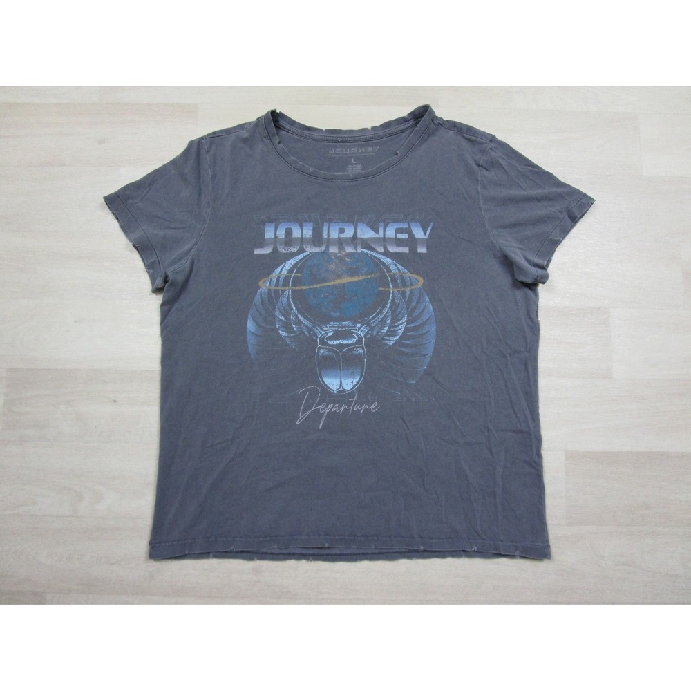 Journey Departure T-Shirt (M/L) Rock Band REPRINT Distressed Cap Sleeve